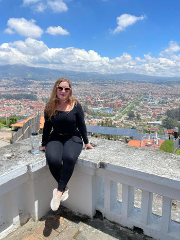 At the Turi lookout above the red-roofed city of Cuenca, Ecuador